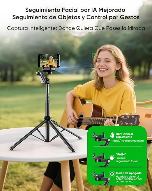 Koscheal C16R Cell Phone Stabilizer with Tripod, Fill Light & AI Tracking