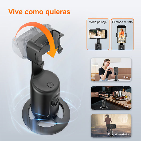 KOSCHEAL Smart Tracking Phone Stand - 360° Rotation, Gesture Control