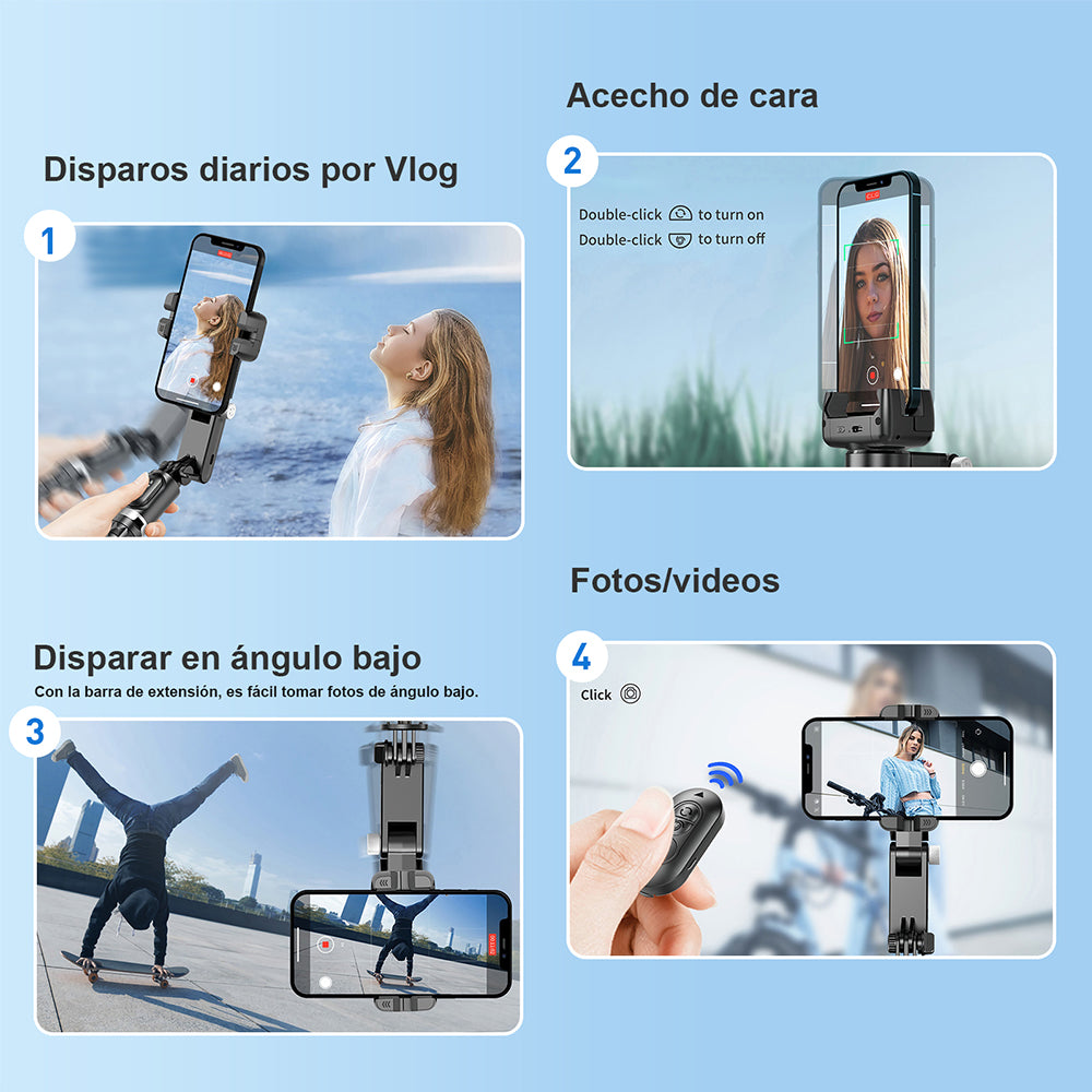 KOSCHEAL Q18 Phone Stabilizer – Fill Light, 360° Rotation