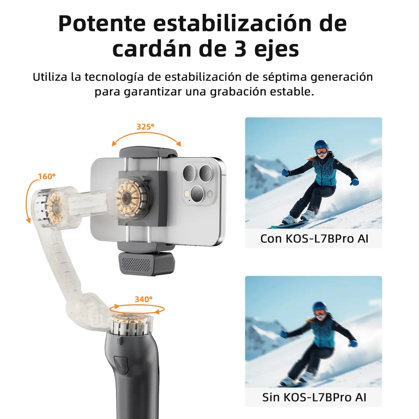 KOSCHEAL L7Bpro puls AI Tracking Gimbal for Smartphones with Fill Light