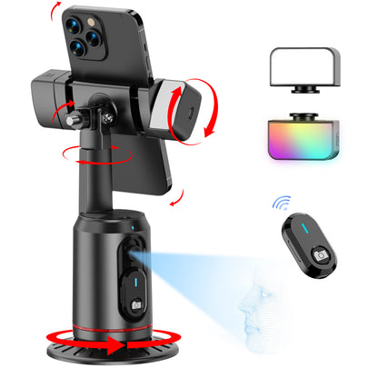 KOSCHEAL AI Tracking Phone Stabilizer with RGB Fill Light, 360° Rotation & Gesture Control