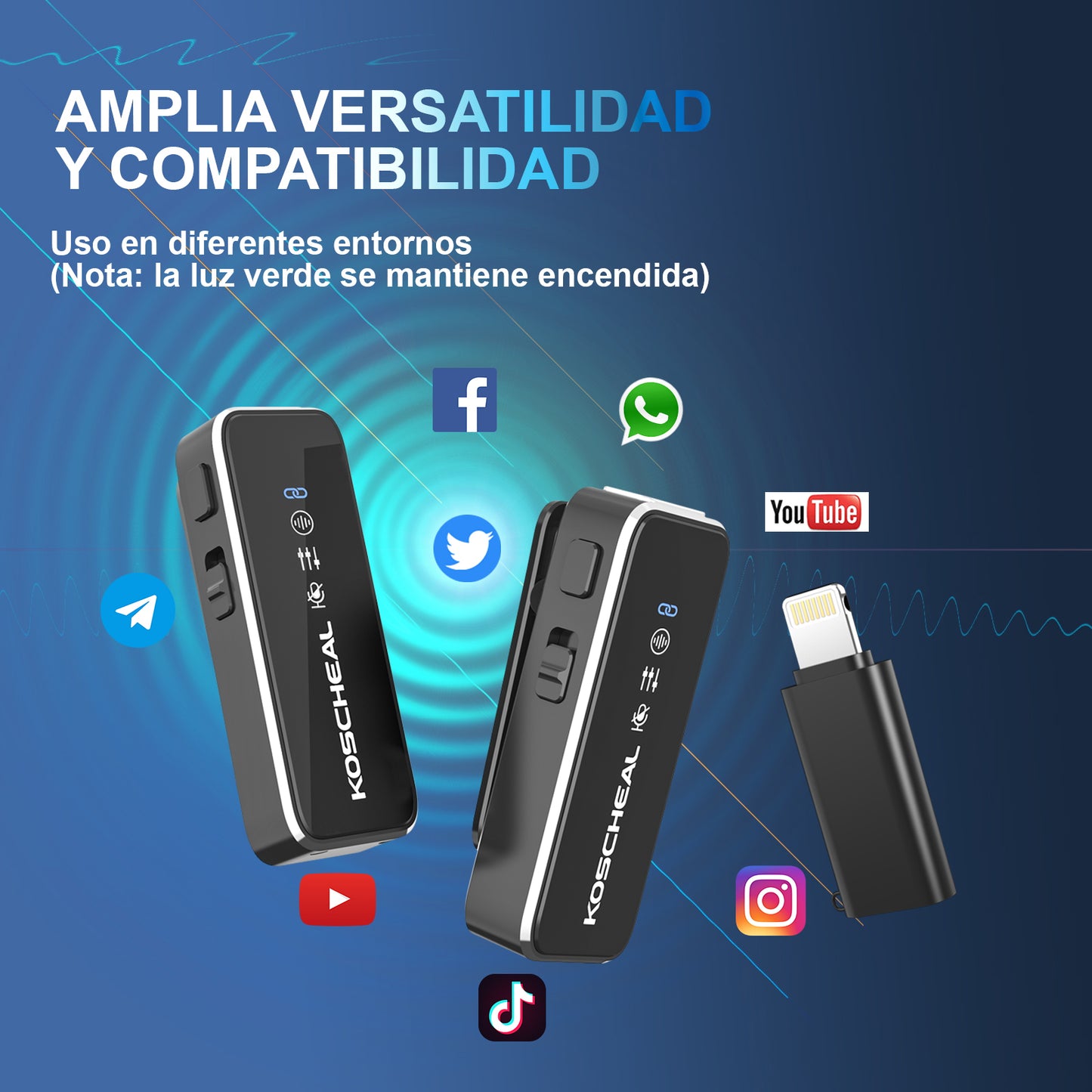 KOSCHEAL Wireless Lavalier Microphone with Noise Cancellation & Charging Case