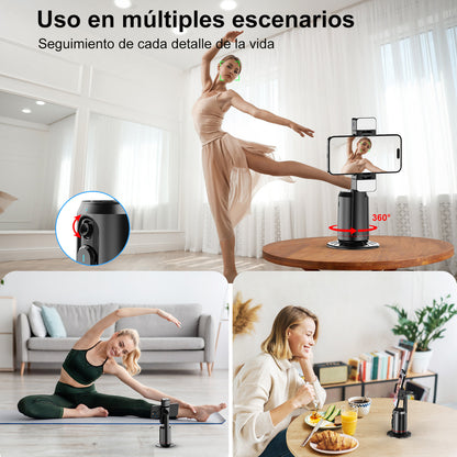 KOSCHEAL AI Tracking Phone Stabilizer with RGB Fill Light, 360° Rotation & Gesture Control