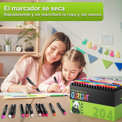 GURIGHT 204 Dual-Tip Markers – Watercolor, Coloring Set