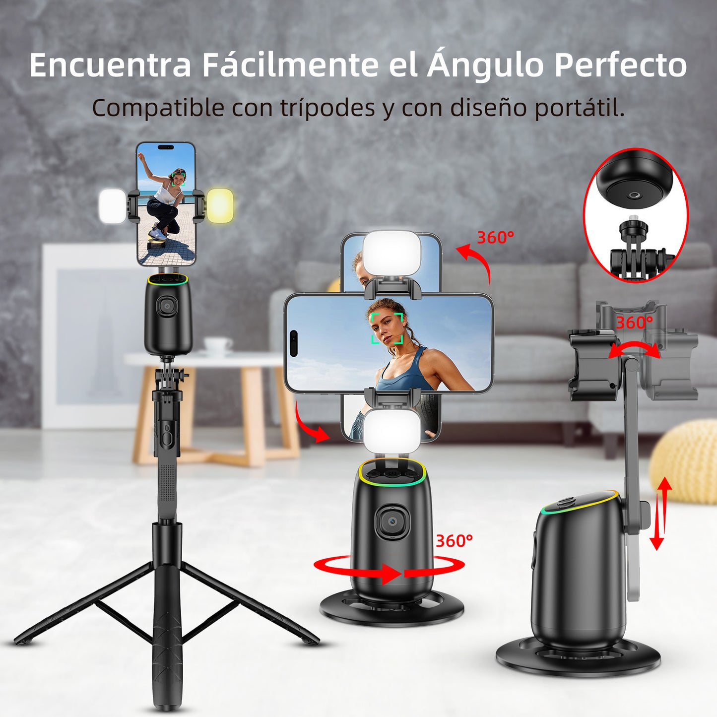 KOSCHEAL Smart Tracking Gimbal: 360° Rotation, Gesture Control, No App Required