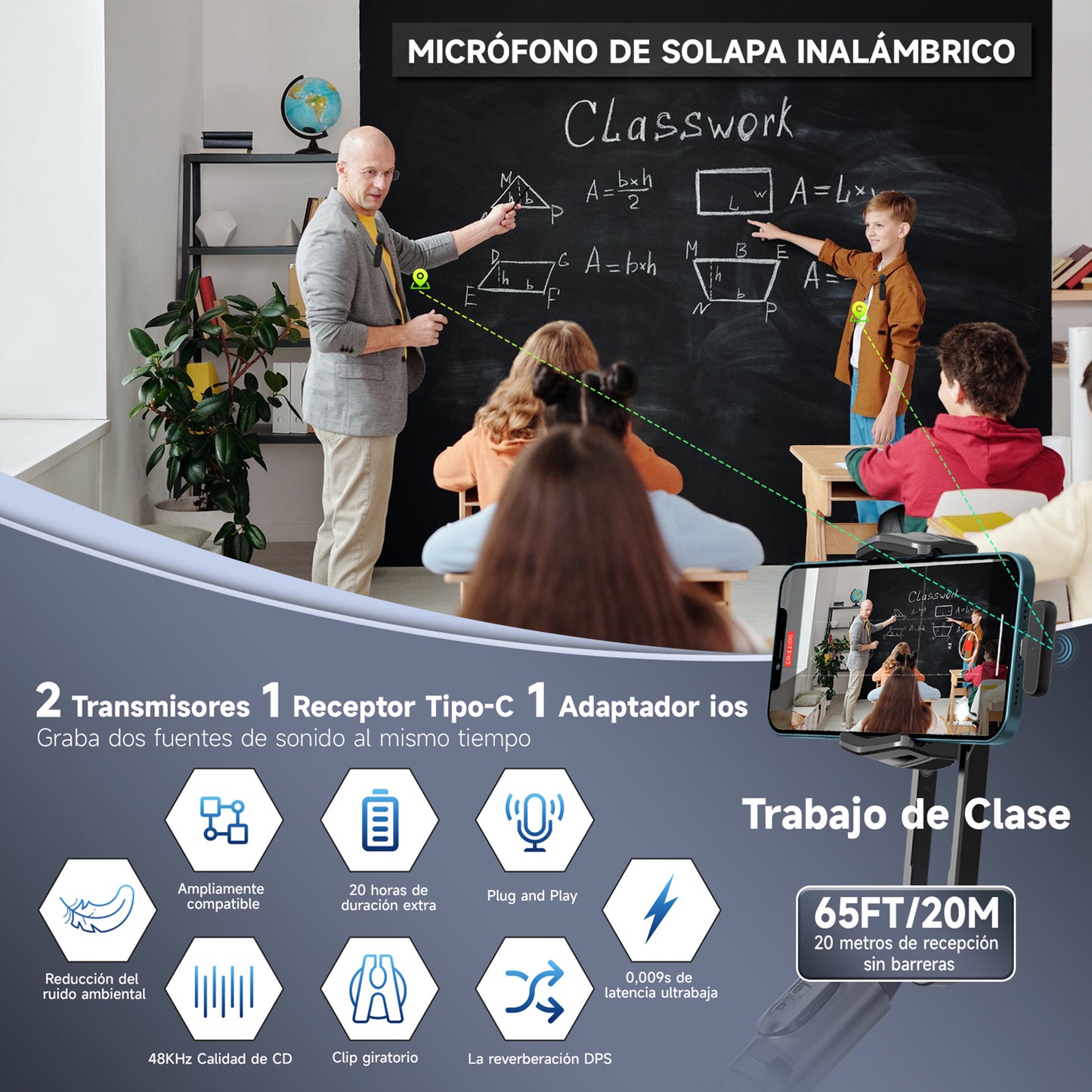 KOSCHEAL Wireless Mic for iPhone/Android – Vlog/YouTube