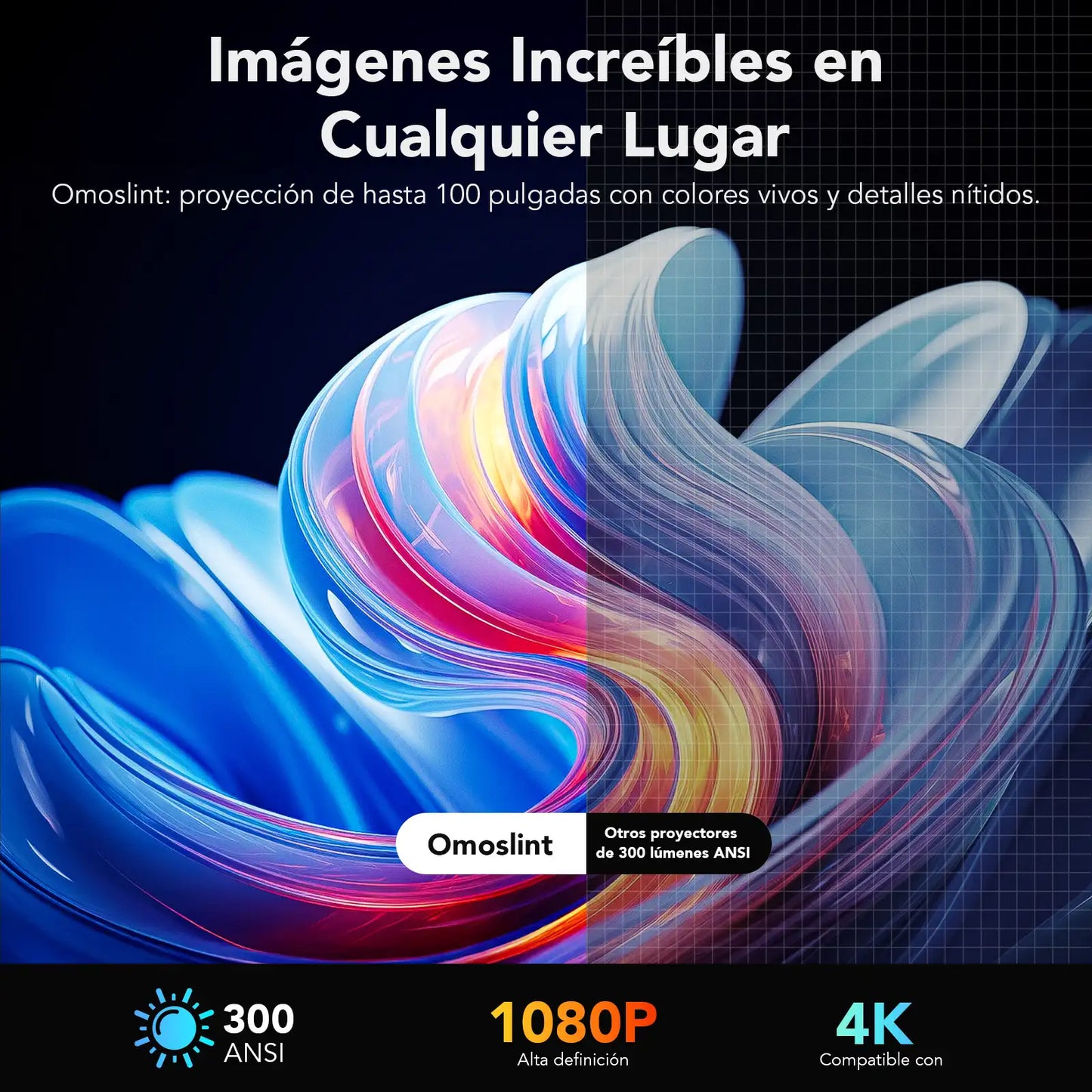 Smart Mini Projector with Auto Keystone, 300 ANSI & Integrated App