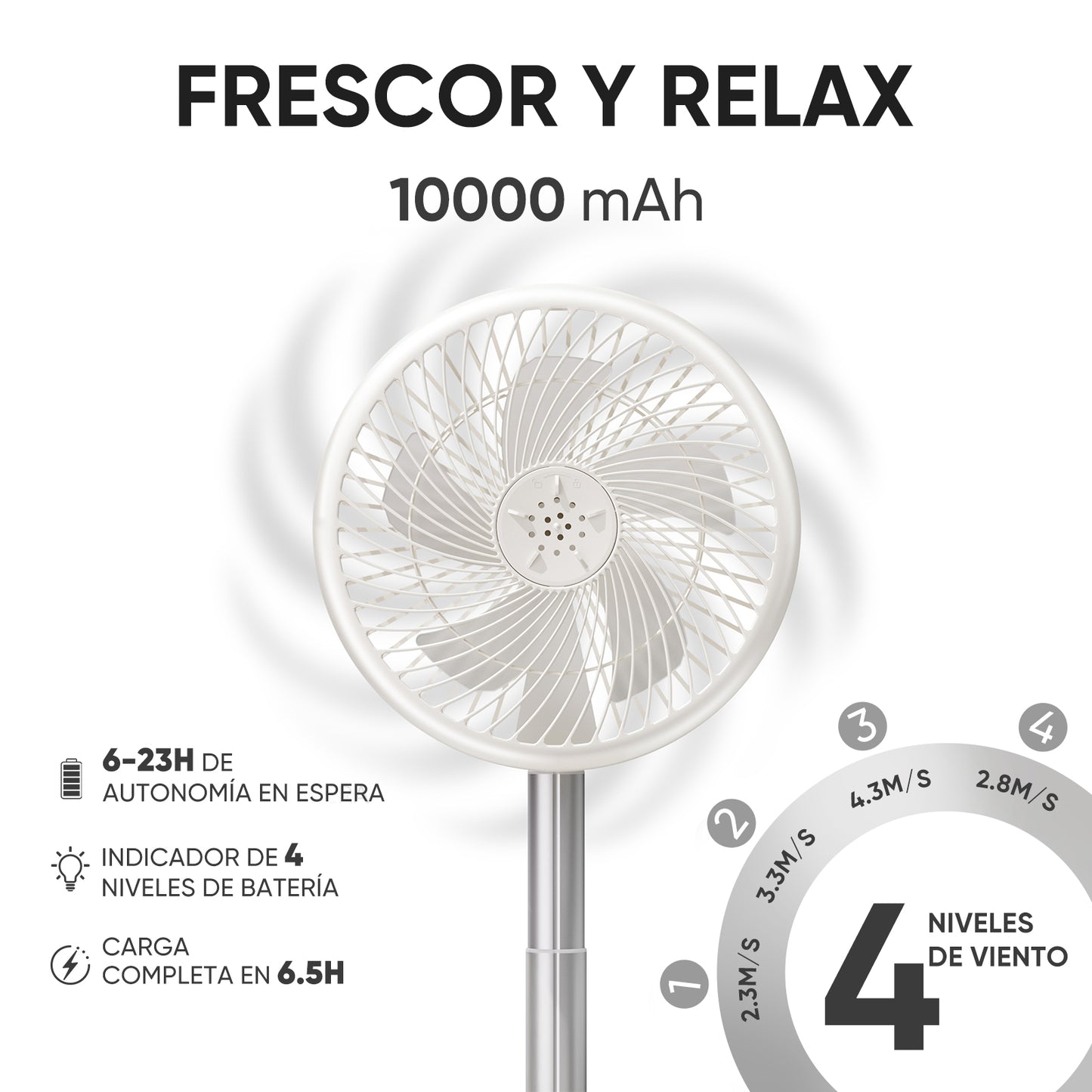 KOSCHEAL 10000mAh Portable Fan – Foldable, Power Bank, Remote & 180° Oscillation