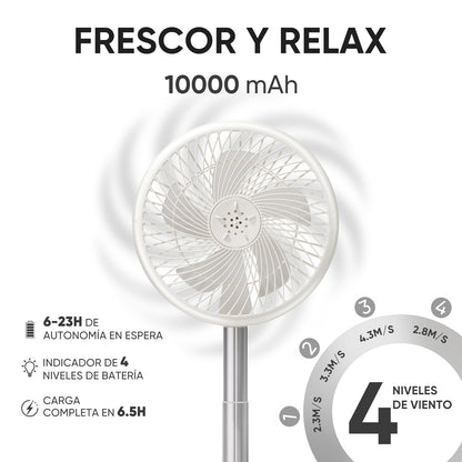 KOSCHEAL 10000mAh Portable Fan – Foldable, Power Bank, Remote & 180° Oscillation