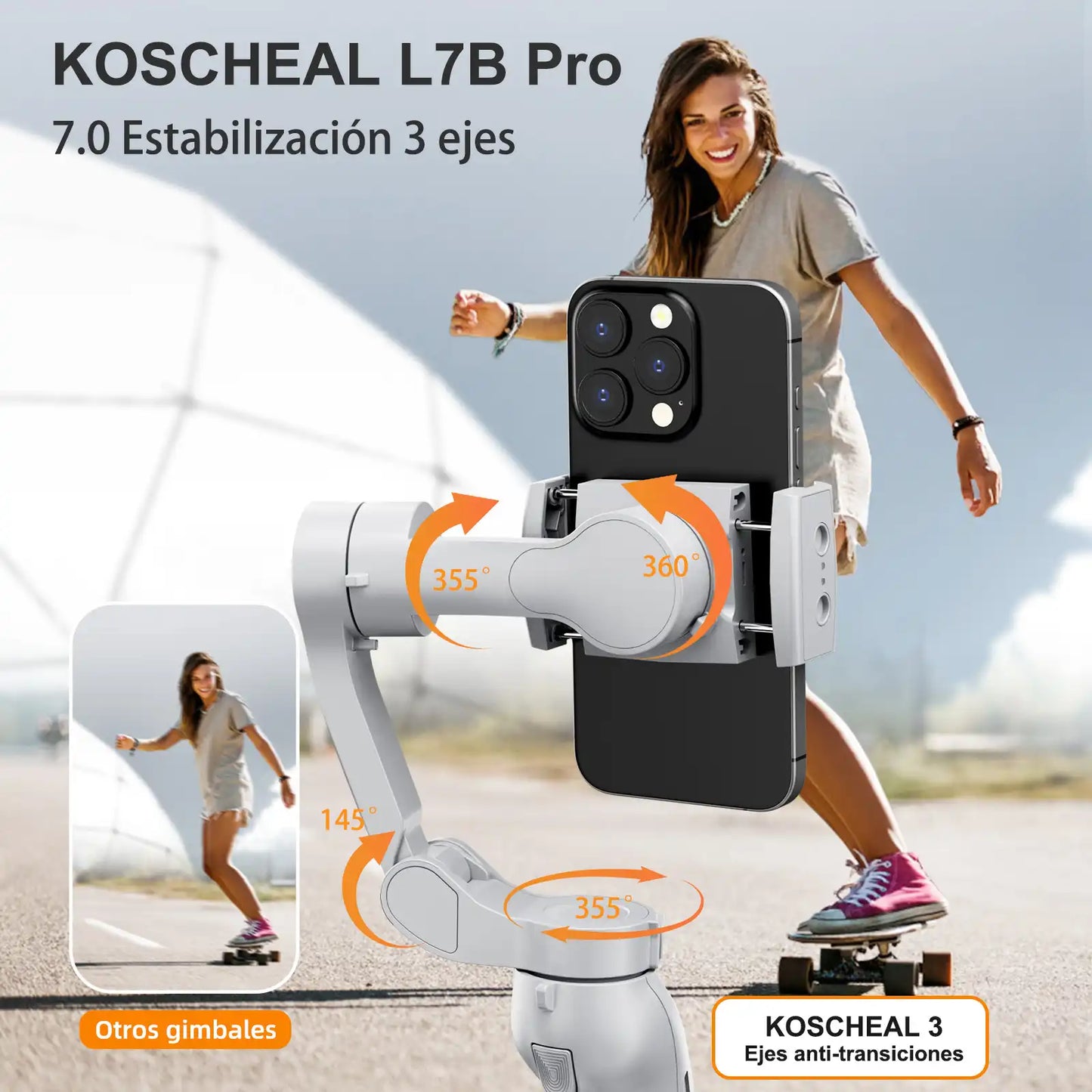 KOSCHEAL L7B 3-Axis Gimbal Stabilizer - Smart Tracking & 4 Pro Modes