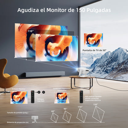 KOSCHEAL Portable Projector with Electric Focus & 300 ANSI - 4K Support & WiFi 6