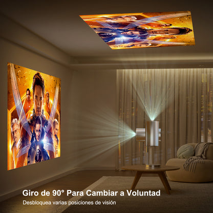 KOSCHEAL 90° Portable 4K Projector with WiFi 6 | 300 ANSI Lumens for Business & Home Theater