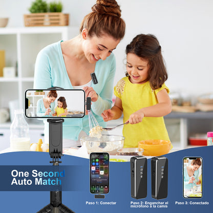 KOSCHEAL Wireless Lavalier Microphone with Noise Cancellation & Charging Case