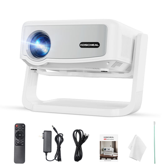 KOSCHEAL Portable Projector with Electric Focus & 300 ANSI - 4K Support & WiFi 6