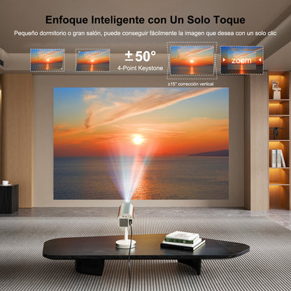 KOSCHEAL 90° Portable 4K Projector with WiFi 6 | 300 ANSI Lumens for Business & Home Theater