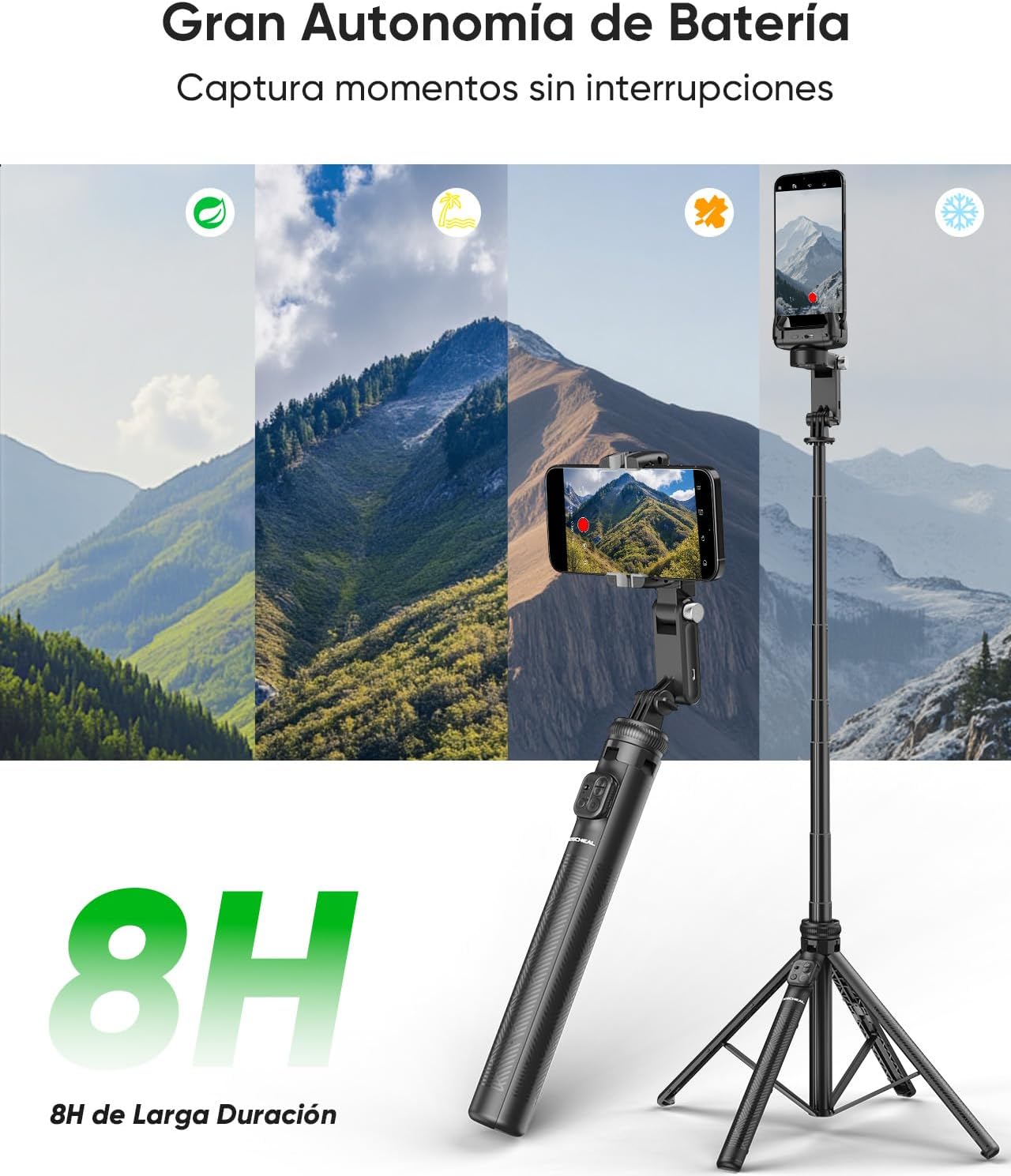 Koscheal C16R Cell Phone Stabilizer with Tripod, Fill Light & AI Tracking