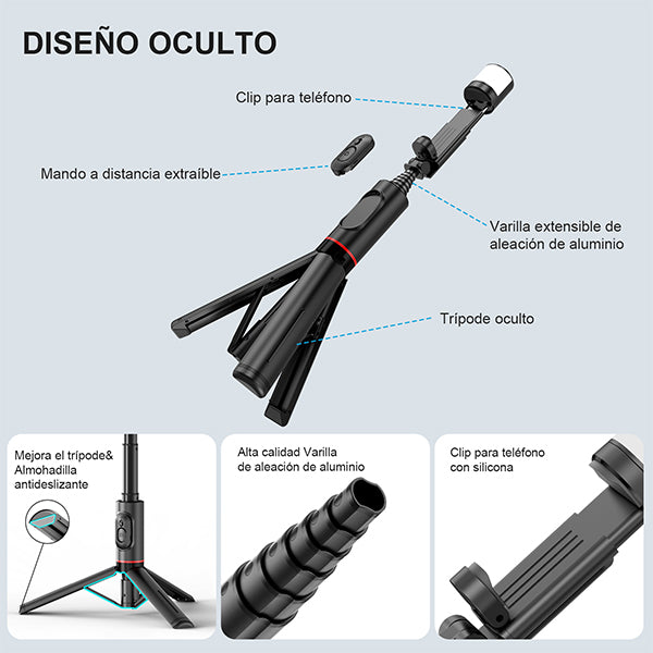 KOSCHEAL Q09S Phone Stabilizer with Fill Light & 695mm Extension