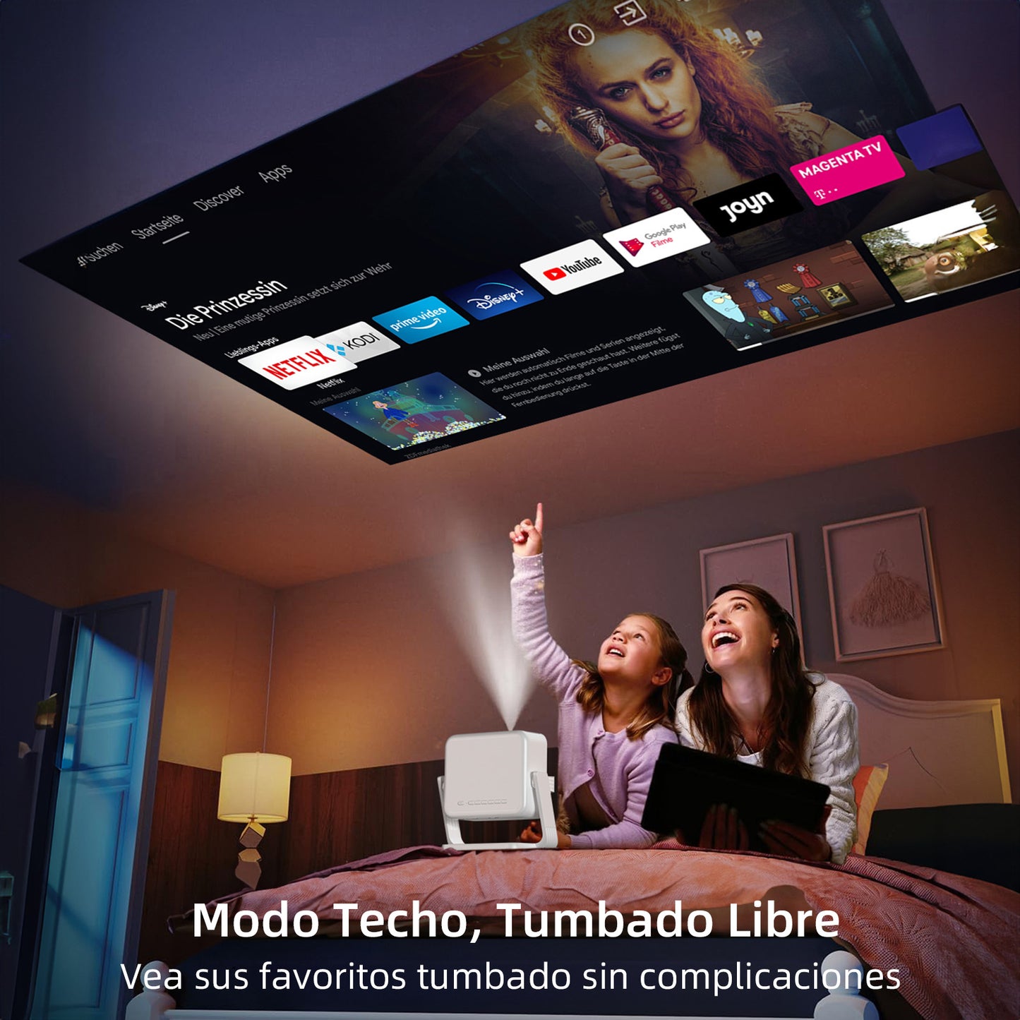 KOSCHEAL Portable Projector with Electric Focus & 300 ANSI - 4K Support & WiFi 6