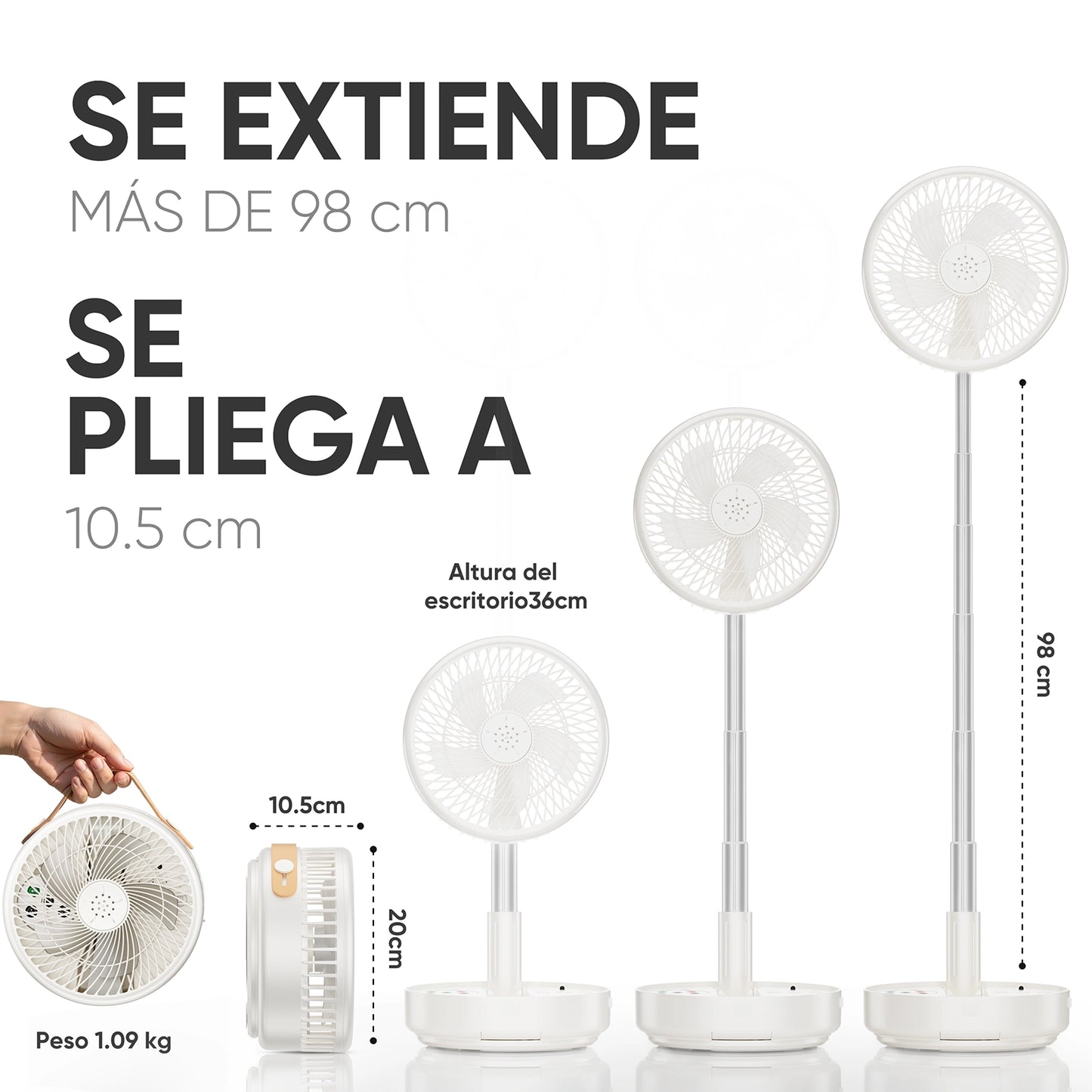 KOSCHEAL 10000mAh Portable Fan – Foldable, Power Bank, Remote & 180° Oscillation