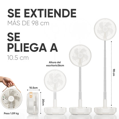 KOSCHEAL 10000mAh Portable Fan – Foldable, Power Bank, Remote & 180° Oscillation