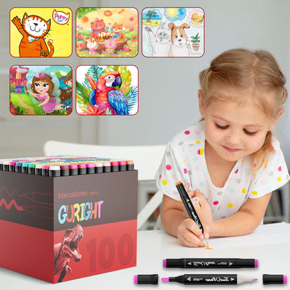 GURIGHT 100 Dual-Tip Markers – Art & Coloring