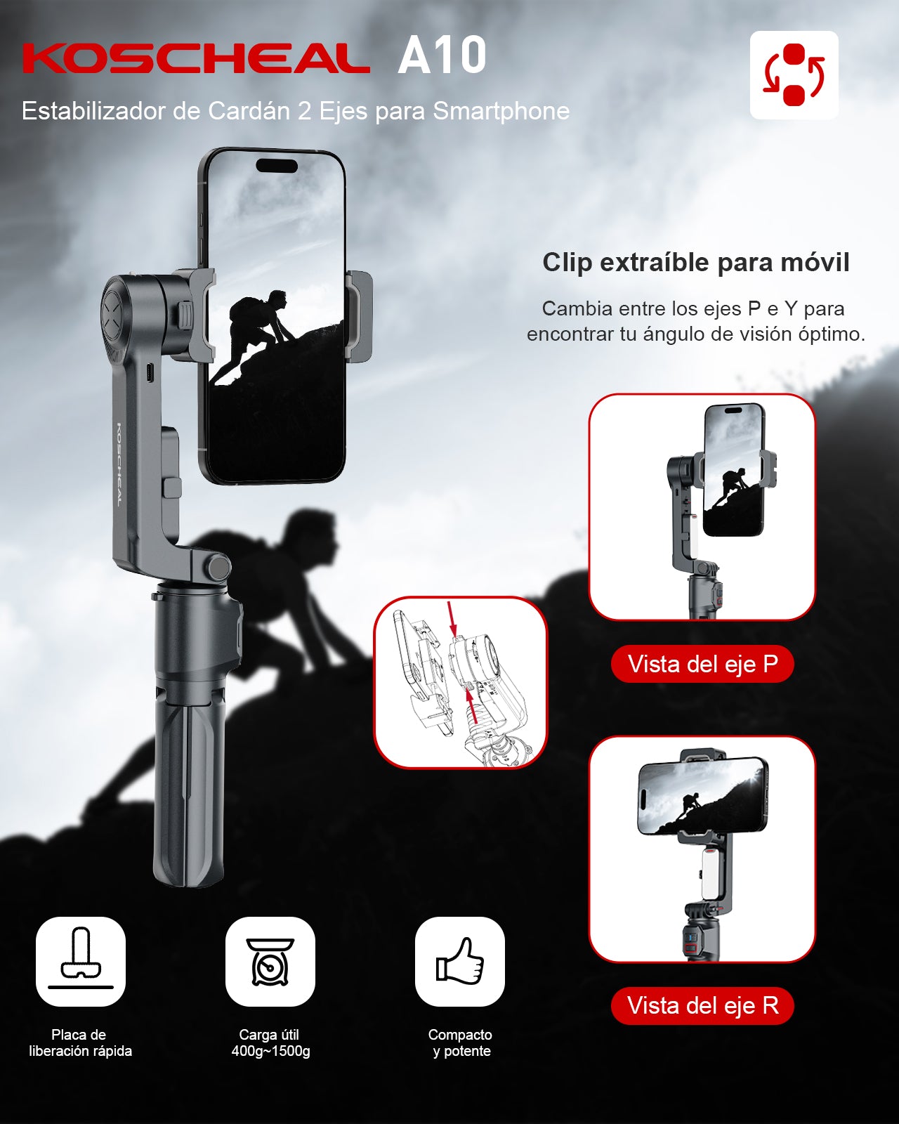 KOSCHEAL 2-Axis Smartphone Stabilizer