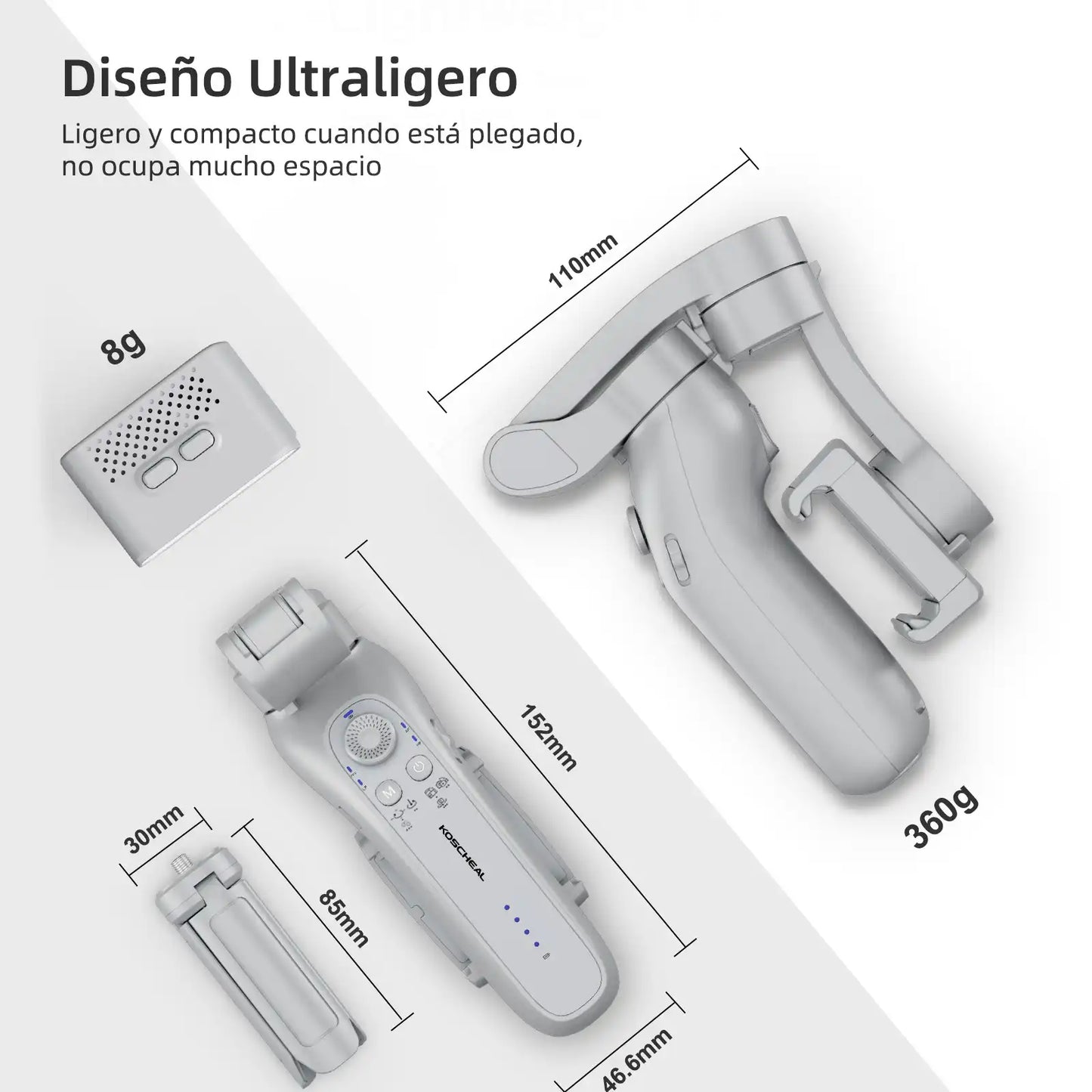 KOSCHEAL L7B 3-Axis Gimbal Stabilizer - Smart Tracking & 4 Pro Modes