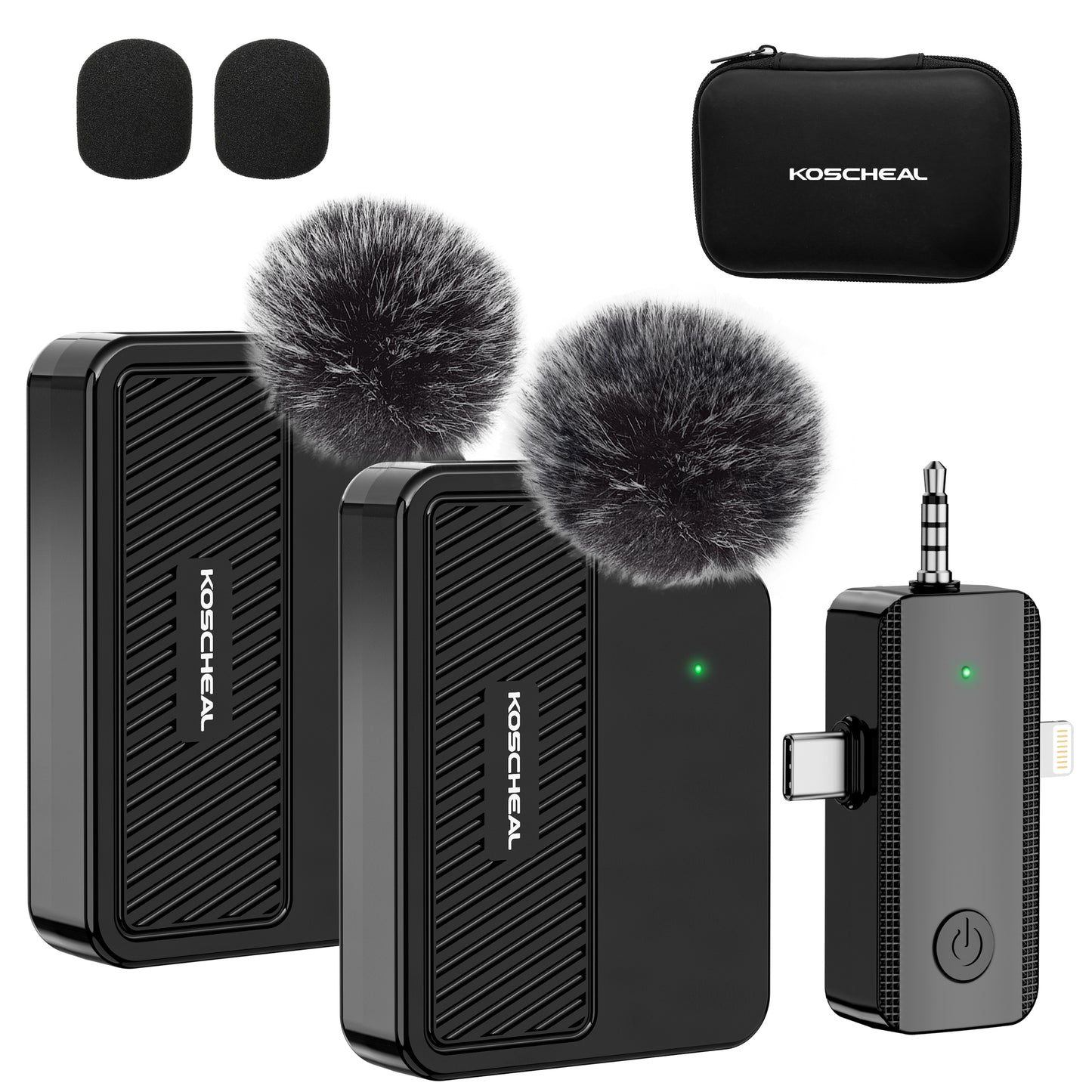 KOSCHEAL KOS-J8 3-in-1 Wireless Microphone - 40H Battery & Noise Reduction